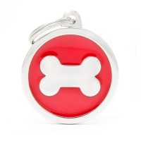 My Familly Adresówka dla psa Kość srebro/czerwień