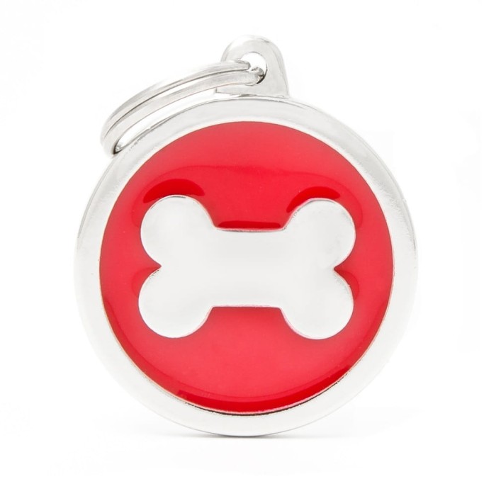 My Familly Adresówka dla psa Kość srebro/czerwień