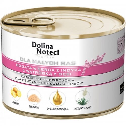 Dolina Noteci Mokra karma dla psów młodych serca indycze, wątróbka z gęsi 185 g
