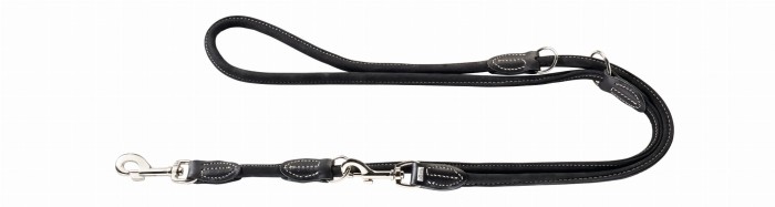 Hunter Skórzana smycz przepinana Round  & Soft Hunting czarna