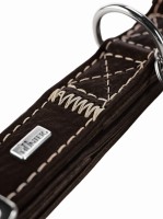 Hunter Smycz dla psa skórzana Tara ciemny brąz. Wygodna w trzymaniu, regulowana w trzech kierunkach smycz. Z odpinanym brelokiem. Elegancki, rustykalny design_5