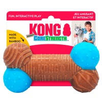 KONG®  Zabawka dla psa CoreStrength™ Bamboo Bone Twardy materiał w połączeniu z bambusem. Wzmocniona warstwa w rdzeniu zapewnia dodatkową wytrzymałość. Liczne wypustki i rowki pomagają w czyszczeniu zębów