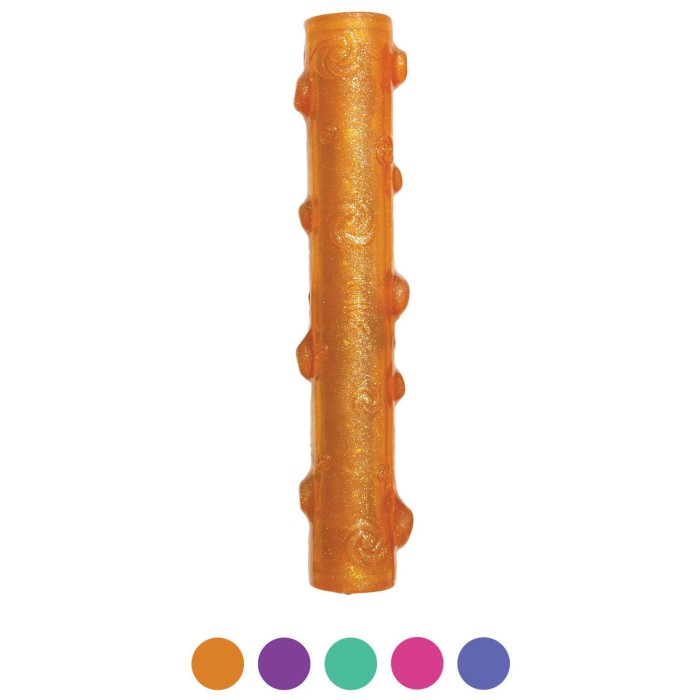 KONG®  Zabawka dla psa Squeezz® Crackle Stick. Jaskrawe kolory i przyciąga wzrok. Elastyczny materiał doskonale nadaje się do aportowania . Trzeszczący dźwięk.