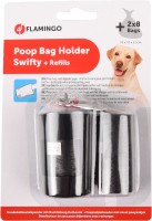 Flamingo Etui na woreczki czarne. Materiał: plastik.  Opakowanie zawiera 2 rolki z 8 workami o grubości 10 mikronów. Worki wyposażone są w higieniczny papierowy pasek. Wymiar woreczka: 320 x 220 mm_2