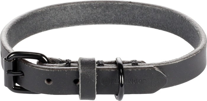 Flamingo Obroża skórzana dla psa Leano czarna. Materiał: Skóra bydlęca. Klamra ma błyszczące czarne wykończenie