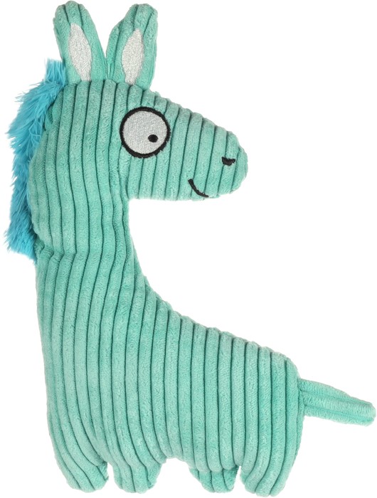 Flamingo Zabawka dla psa Pebbles. Materiał: tekstylny. Wykończona sztruksem. Z piszczałką dla dodatkowej zabawy. Zabawka w kształcie zielonego konika