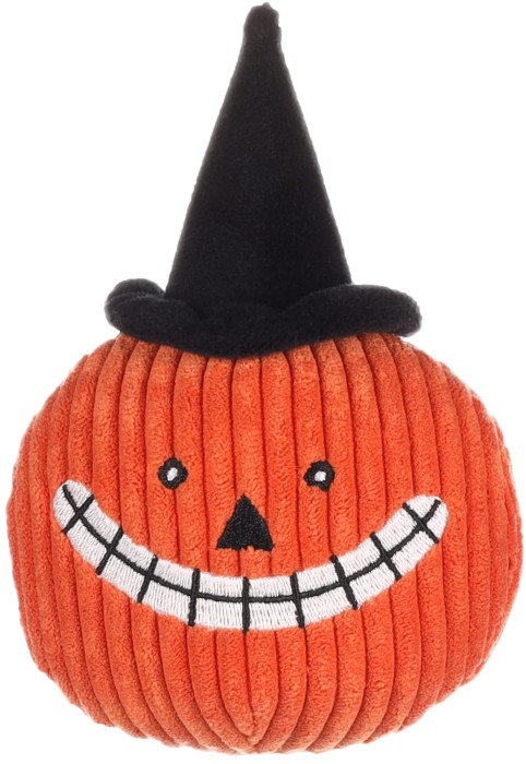 Flamingo Zabawka dla psa Dynia Halloween. Materiał: plusz. Wykończona sztruksem. Z piszczałką dla dodatkowej zabawy
