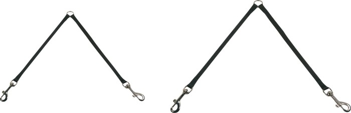 Flamingo Dwójnik do smyczy dla psów. Materiał: nylon  Karabińczyk posiada błyszczącą niklową powłokę. Przeznaczenie: dla 2 psów