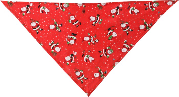 Flamingo Świąteczna bandana dla psa/kota. Czerwona z grafikami świętego mikołaja. Oryginalny świąteczny gadżet ozdobny.