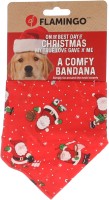 Flamingo Świąteczna bandana dla psa/kota. Czerwona z grafikami świętego mikołaja. Oryginalny świąteczny gadżet ozdobny. _3