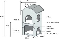 Flamingo Drapak i legowisko dla kota Villa. Materiał: filc. Platforma i kryjówki ze zdejmowaną poduszką. Posiada uchylny dach. Z zabawkami dla dodatkowej zabawy_5