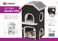 Flamingo Drapak i legowisko dla kota Villa. Materiał: filc. Platforma i kryjówki ze zdejmowaną poduszką. Posiada uchylny dach. Z zabawkami dla dodatkowej zabawy_2