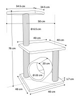 Flamingo Drapak dla kota Steve będzie idealny dla kociąt oraz małych i średnich kotów. Jego całkowita wysokość to 76 cm.  Solidny produkt pokryty jest liną jutową w dwóch kolorach. Wymiary