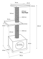 Flamingo Drapak dla kota Bran szary. Drapak dla kota z kolekcji Bran w odcieniach szarości posiada solidny słup o średnicy 8,5 cm. Na dole budka do leżenia oraz górne 2 platformy do obserwacji otoczenia.  Wymiary