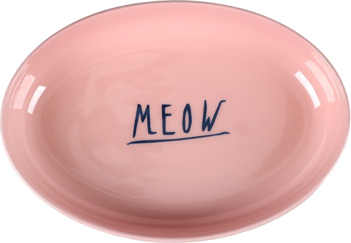 Flamingo Miska dla kota Nell. Ze stali nierdzewnej. Posiada antypoślizgowy spód. Piękne zestawienie kolorów różu i szarości oraz dyskretny napis "MEOW" stanowi uzupełnienie niezwykłego designu.