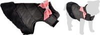 Flamingo Kurtka dla psa Lolita czarna, z różową kokardką. Materiał: poliester. Można prać w temperaturze 30°C. Zapięcie na rzep w okolicy brzucha i szyi. Pikowana i wykończona polarem_3