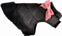 Flamingo Kurtka dla psa Lolita czarna, z różową kokardką. Materiał: poliester. Można prać w temperaturze 30°C. Zapięcie na rzep w okolicy brzucha i szyi. Pikowana i wykończona polarem