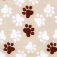 Flamingo Kocyk Esma dla psa i kota beżowy w łapki. Wykonany jest z miękkiego pluszu. Uroczy beżowy odcień oraz nadrukowane łapki to dodatkowy element ozdobny. _4