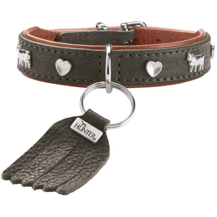 Hunter Obroża skórzana dla psa Munchen Mini oliwkowa