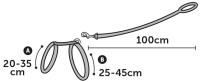 Flamingo Szelki i smycz dla kota Amira. Dołączona do zestawu smycz ma długość 100 cm. Praktyczny karabińczyk. Materiał: nylon. Płynna regulacja. Szelki posiadają kółko do mocowania smyczy. Części metalowe są chromowane. Wymiary produktów