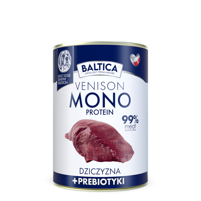BALTICA Karma mokra dla psa Mono dziczyzna z prebiotykami 400 g