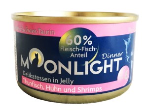 MOONLIGHT nr.6  dinner karma dla kota tuńczyk, kurczak i krewetki w galarecie 80 g