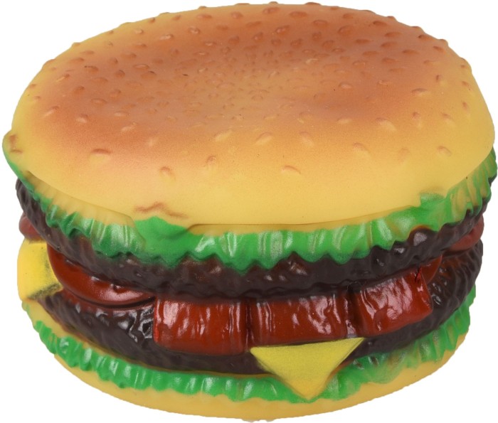 Flamingo Zabawka dla psa piszczący hamburger. W kształcie hamburgera. Wykonana z winylu. Z piszczałką dla dodatkowej zabawy