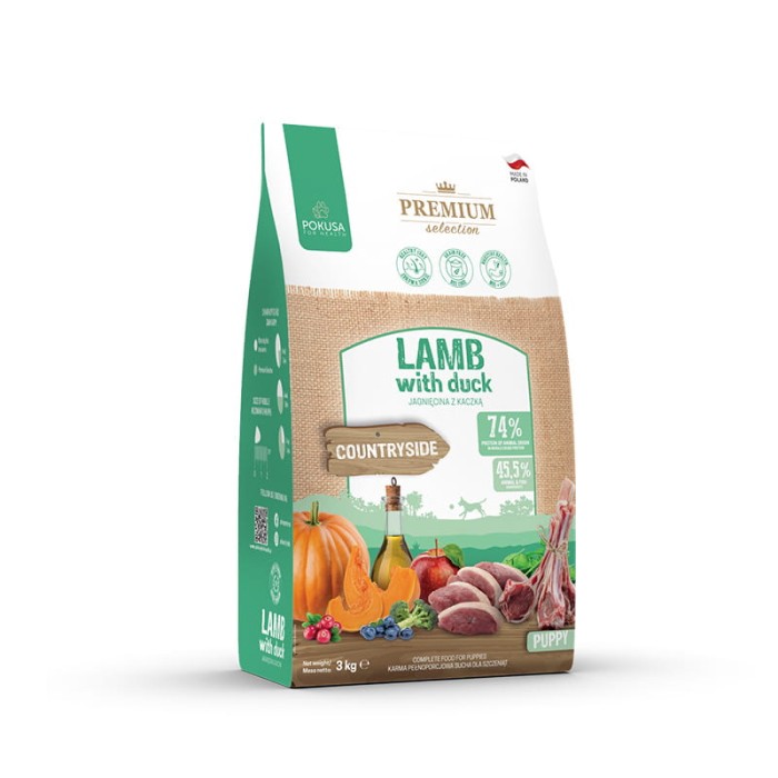Pokusa Premium karma sucha dla szczeniaka jagnięcina z kaczką 3 kg