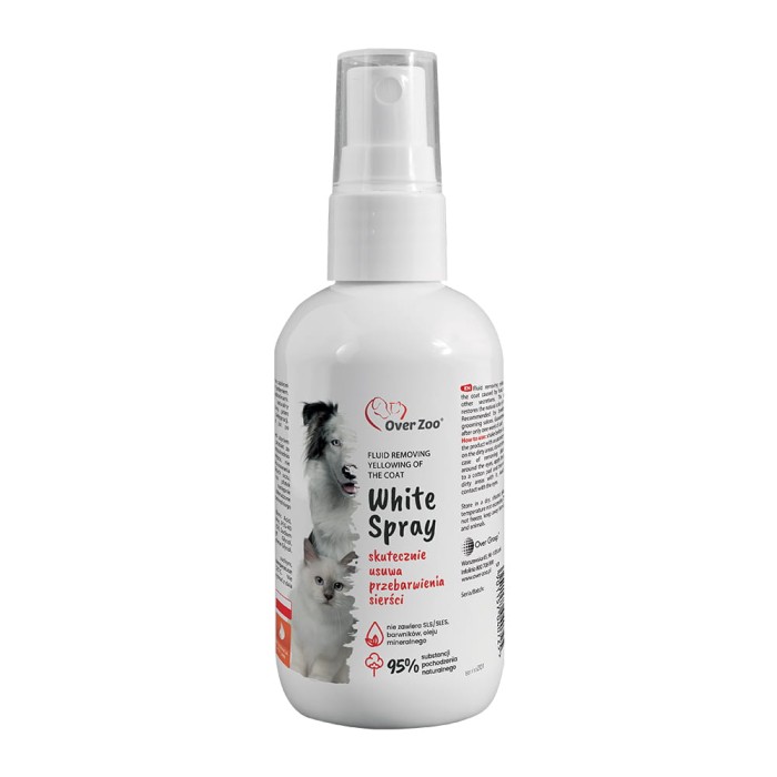 Over Zoo White spray skutecznie usuwa przebarwienia z sierści 100 ml