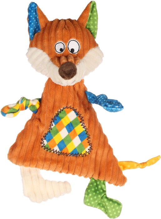 Flamingo Zabawka dla psa pluszowy Lis brązowy. Materiał: plusz i wykończony sztruksem. Z piszczącym i trzeszczącym dźwiękiem dla dodatkowej zabawy. Brak wypełnienia w środku