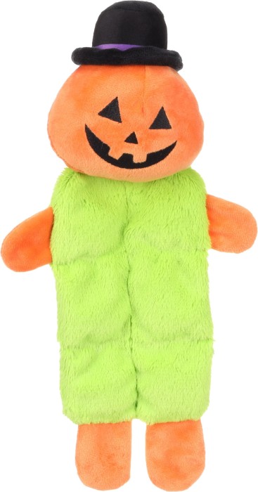 Flamingo Zabawka dla psa Halloween Pan Dynia. Pomarańczowa zabawka w kształcie dyni, pluszowa. Z piszczącym i trzeszczącym dźwiękiem dla dodatkowej zabawy