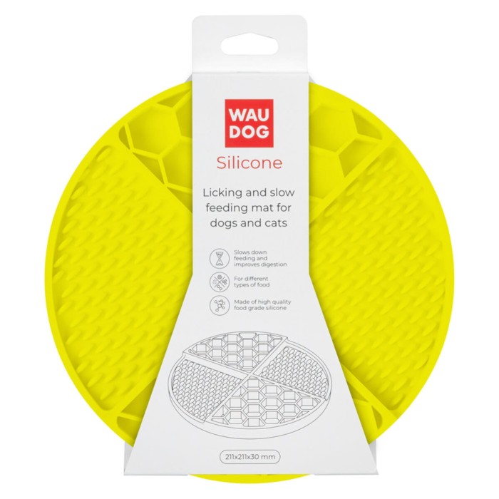 Collar Waudog mata do lizania i powolnego karmienia dla zwierząt żółta