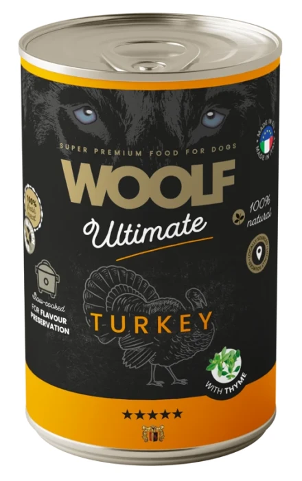 WOOLF Karma mokra dla psa indyk z  tymiankiem 400 g