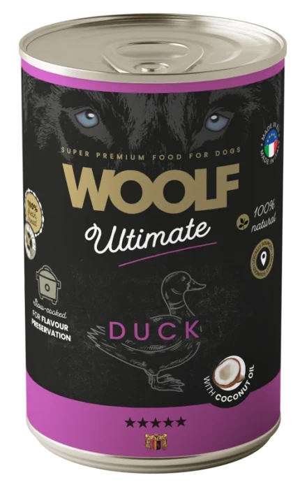 WOOLF Karma mokra dla psa kaczka z olejem kokosowym 400 g