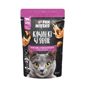 Pan Mięsko Karma mokra dla kota Kawałki w sosie Kurczak z krewetkami 85 g