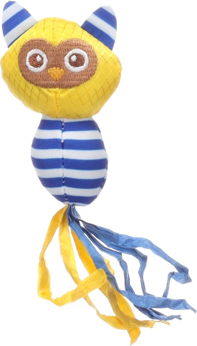 Flamingo Zabawka dla kota z kocimiętką Strellow Sowa żółta. Materiał: tekstylny. Z kocimiętką i wstążkami dla dodatkowej zabawy. Unikalny i oryginalny projekt opracowany przez Flamingo