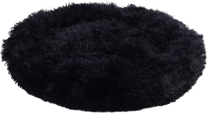 Flamingo Legowisko dla psa  i kota okrągłe Pacha czarne. Materiał: plusz z wypełnieniem: włókno poliestrowe. Gramatura pluszu: 270 g/m². Pranie ręczne. Antypoślizgowy spód