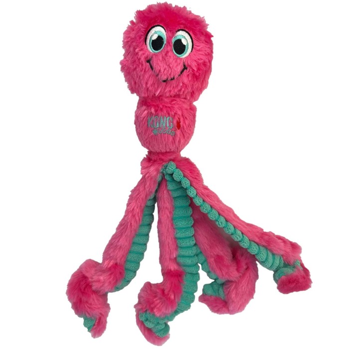 KONG® Zabawka dla psa  Wubba™ Octopus. Pluszowa ośmiornica doskonale sprawdzi się do aportowania. Odstające elementy ułatwiają przenoszenie oraz przechwytywanie. Minimalne wypełnienie. Z piszczałką