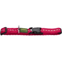 Hunter Obroża dla psa Tripoli malinowa. Szczególnie odpowiednia dla szczeniąt i małych psów. Specjalne paski odblaskowe odbijają światło w kolorach tęczy. Bezstopniowa regulacja