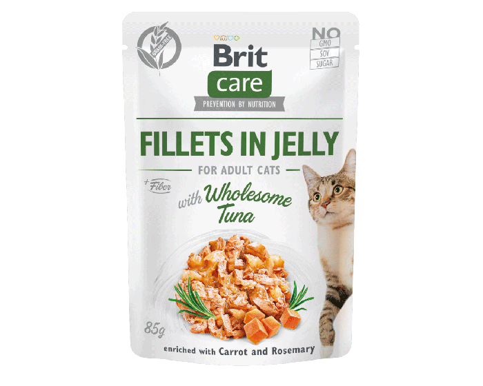 Brit Care Karma mokra dla kota Fillets in Jelly with Wholesome Tuna enriched with Carrot & Rosemary 85g