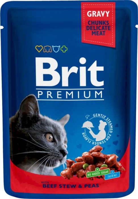 Brit Premium Karma mokra dla kotów PREMIUM POUCHES WITH BEEF & PEAS  100 g