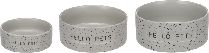 Flamingo Miska ceramiczna dla psa Lada szara. Szara miska wykonana z ceramiki.  Stylowy napis „HELLO PETS”. Dostępna w 3 rozmiarach.