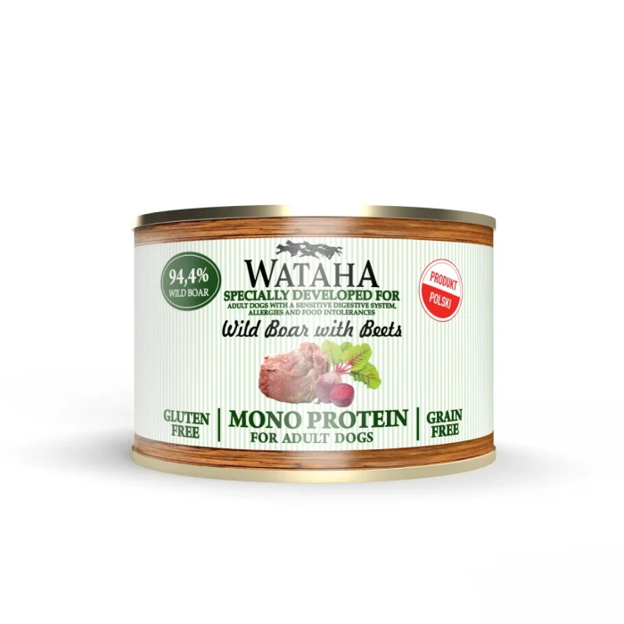 WATAHA MONO PROTEIN ADULT DOG 94,4% KARMA DLA PSA - DZIK Z BURAKAMI 185 G