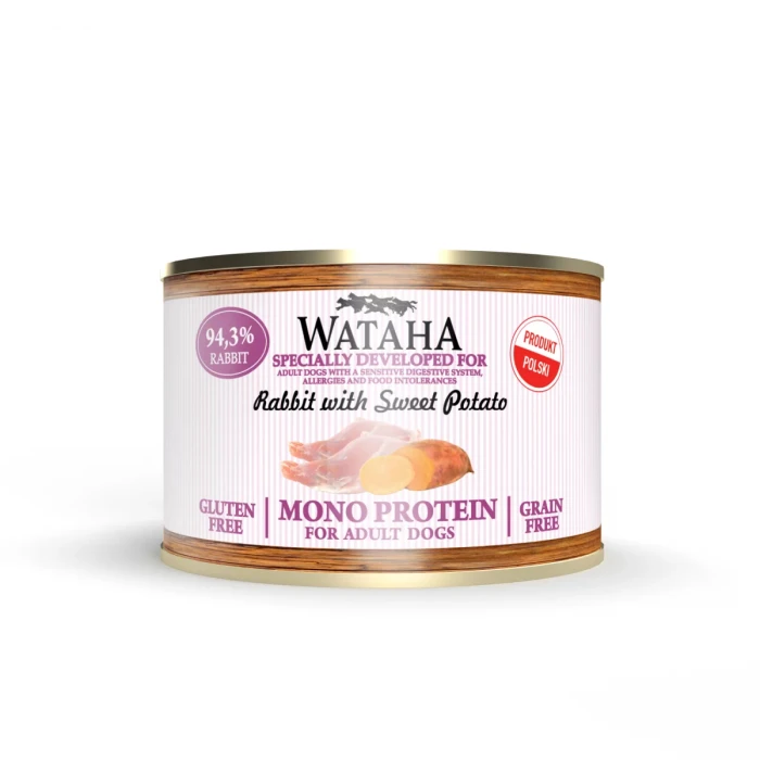 WATAHA MONO PROTEIN ADULT DOG 94,5% MOKRA KARMA DLA PSA -KRÓLIK Z BATATAMI 185 G