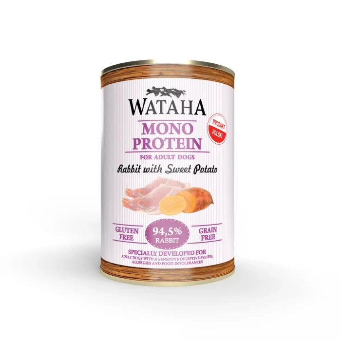 WATAHA MONO PROTEIN ADULT DOG 94,5% KARMA DLA PSA KRÓLIK Z BATATAMI 400 G
