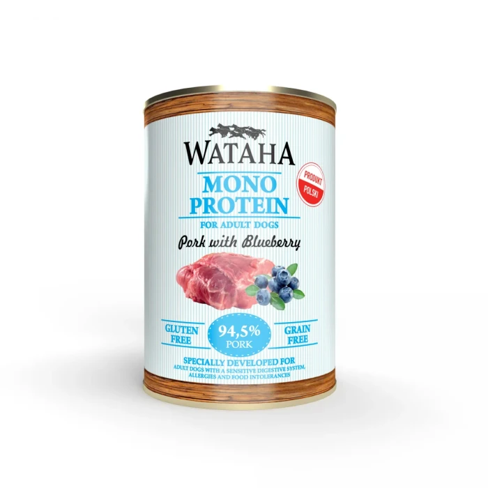 WATAHA MONO PROTEIN ADULT DOG 94,5%  KARMA DLA PSA WIEPRZOWINA Z BORÓWKĄ 400 G