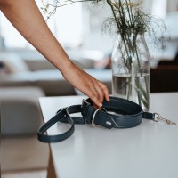 Hunter Smycz przepinana dla psa ze sztucznej skóry Amalfi granatowa_4