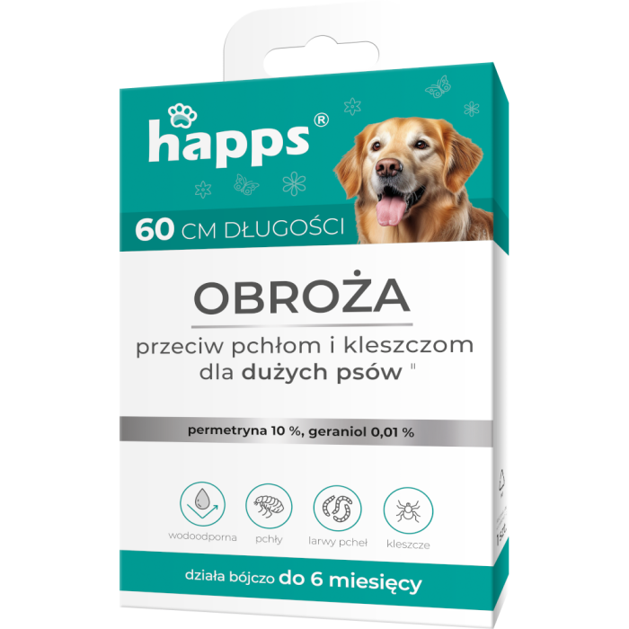 HAPPS – obroża przeciw pchłom i kleszczom dla dużych psów 60 cm