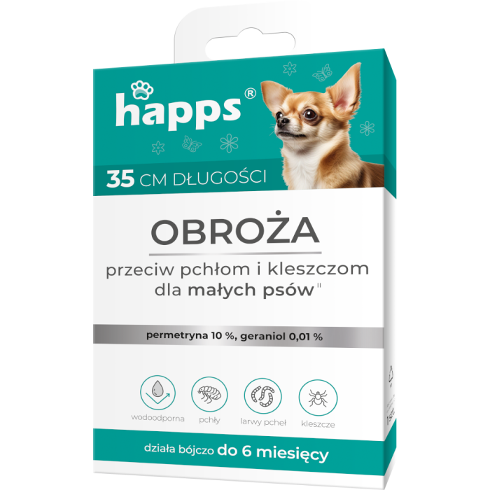 HAPPS – obroża przeciw pchłom i kleszczom dla psów ras małych 35 cm