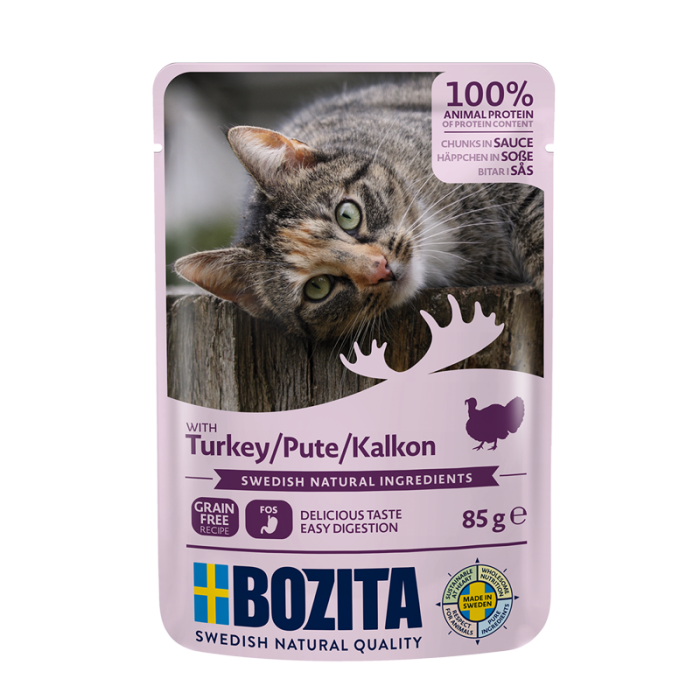 BOZITA Karma dla kota kawałki w sosie z indykiem 85 g